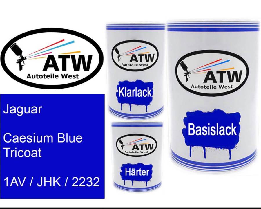 Jaguar, Caesium Blue Tricoat, 1AV / JHK / 2232: 500ml Lackdose + 500ml Klarlack + 250ml Härter - Set, von ATW Autoteile West.